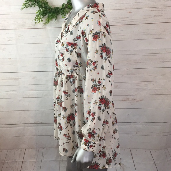 Free People XS Sheer Floral Tunic Long sleeve Top - Picture 6 of 8